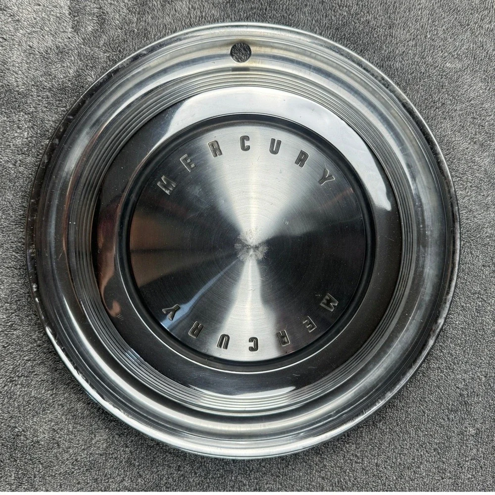 Vintage Mercury 13 Inch Stainless Steel Hubcap Wheel Cover OEM Block Lettering